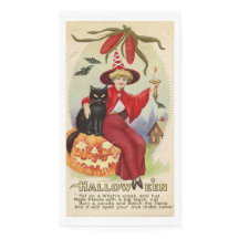 Sorcière d'Halloween vintage et chat noir