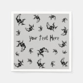 Serviette En Papier Sorcière éffrayante sur balai volant halloween (Devant)