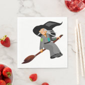 Serviette En Papier Sorcière Et Broomstick (En situation)