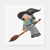 Serviette En Papier Sorcière Et Broomstick (Devant)