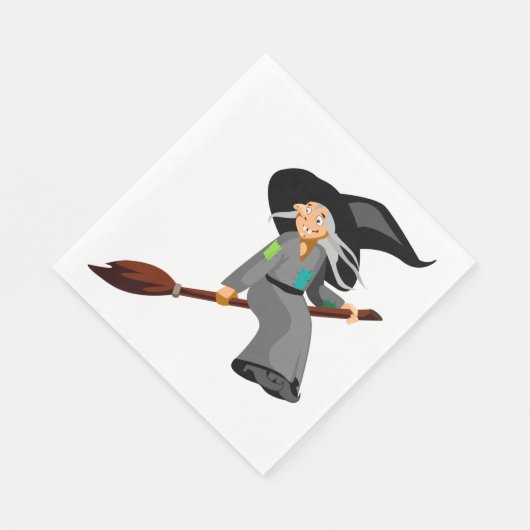 Serviette En Papier Sorcière Et Broomstick (Coin)