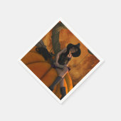 Serviette En Papier Sorcière et chat sur Citrouille géant (Coin)