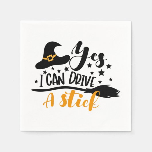 Serviette En Papier Sorcière Halloween Oui Je Peux Conduire Un Bâton (Devant)