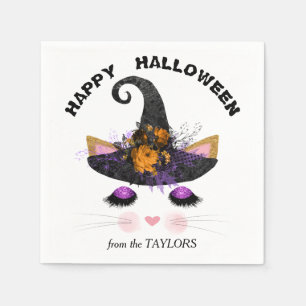 Serviette En Papier Sorcière Kitty face à Halloween