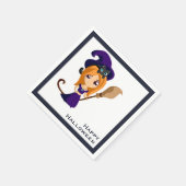 Serviette En Papier Sorcière mignonne en Casquette violet Halloween (Coin)