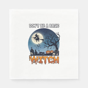 Serviette En Papier Sorcière Ne Sois Pas De Base Halloween Lune Chat C