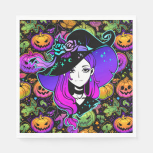 Serviette En Papier Sorcière néon Halloween
