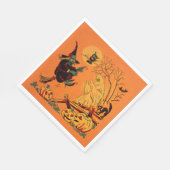 Serviette En Papier Sorcière Orange Rétro Halloween (Coin)