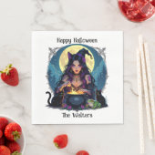 Serviette En Papier Sorcière personnalisée et Halloween Cauldron (En situation)