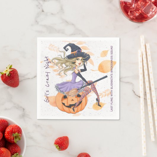 Serviette En Papier Sorcière sur la fête citrouille Halloween bachelor (En situation)