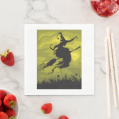 Serviette En Papier Sorcière Sur Un Papier Broomstick (En situation)