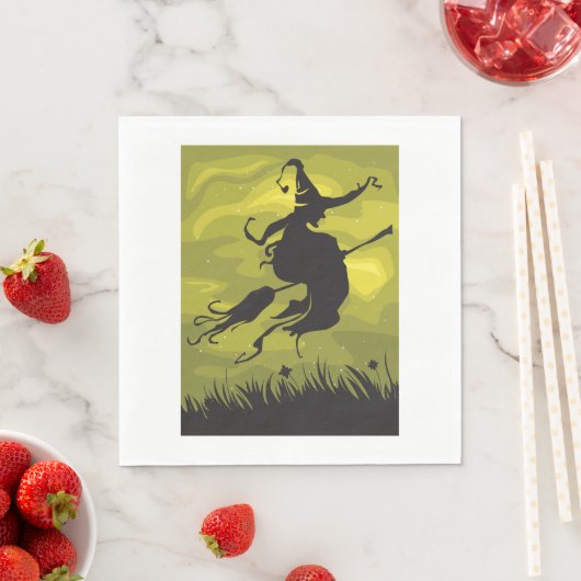 Serviette En Papier Sorcière Sur Un Papier Broomstick (En situation)
