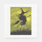 Serviette En Papier Sorcière Sur Un Papier Broomstick (Devant)