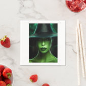Serviette En Papier Sorcière verte (En situation)