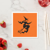 Serviette En Papier Sorcière volant sur Broomstick Halloween 4Nellie (En situation)
