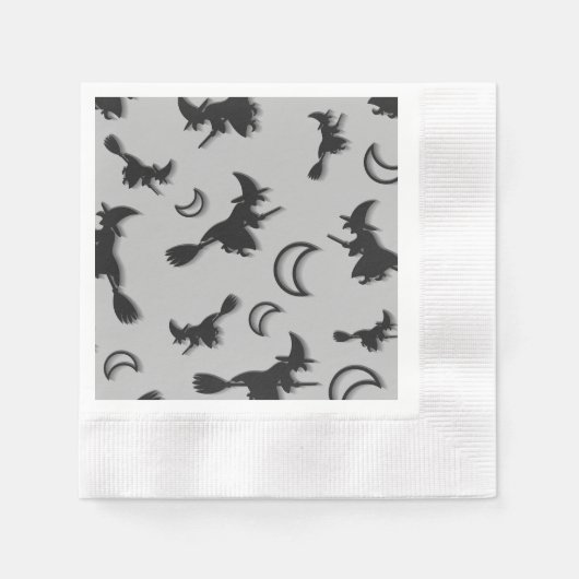 Serviette En Papier Sorcière volante entre la moitié de la lune à Hall (Devant)