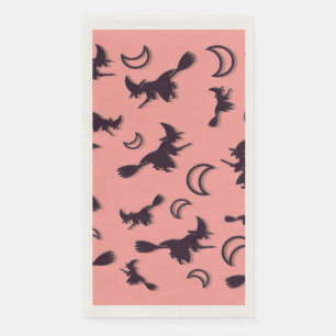 Serviette En Papier Sorcière volante parmi la demi-lune à la nuit d'Ha