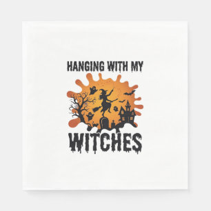 Serviette En Papier Sorcières suspendues Halloween Balai de sorcière M