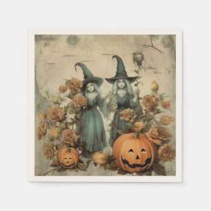 Serviette En Papier Sorcières Victoriennes Fantaisistes Citrouilles Ro
