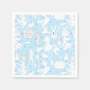 Serviette En Papier Sorcières volantes motif.Blanc L Bleu BG
