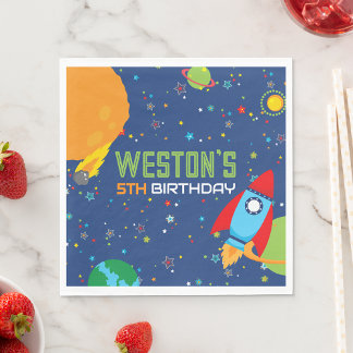 Serviette En Papier Sortez de ce monde de l'espace Anniversaire