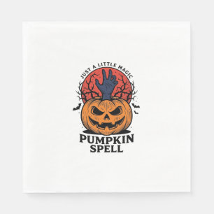 Serviette En Papier Sortilège de citrouille vintage Halloween sorcière