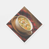 Serviette En Papier Soupe aux nouilles de poulet sur une couverture en (Coin)