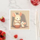 Serviette En Papier Souris Anniversaire Avec Cupcake (En situation)