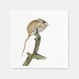 Serviette En Papier Souris aquarelle réaliste dans l'arbre