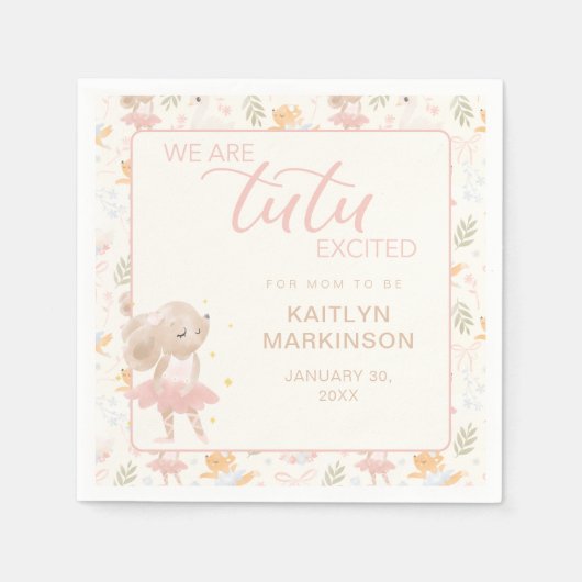 Serviette En Papier Souris Ballerina Tutu Baby shower excité (Devant)
