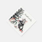 Serviette En Papier Souris Couple avec sapin de Noël (Coin)