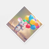 Serviette En Papier Souris D'Anniversaire Avec Ballons (Coin)
