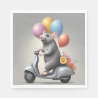 Souris d'anniversaire sur un scooter