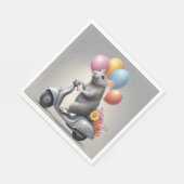 Serviette En Papier Souris d'anniversaire sur un scooter (Coin)