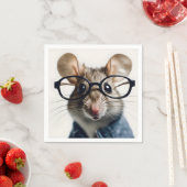 Serviette En Papier Souris de champ Portant des lunettes (En situation)