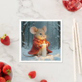 Serviette En Papier Souris de Noël à la bougie (En situation)