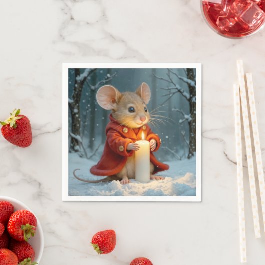 Serviette En Papier Souris de Noël à la bougie (En situation)