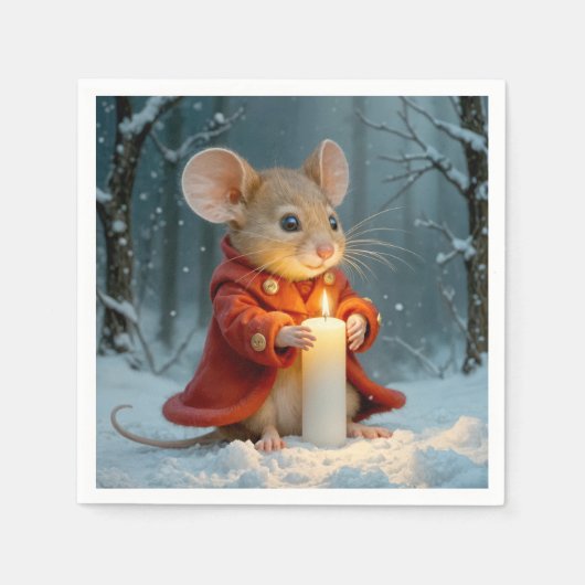 Serviette En Papier Souris de Noël à la bougie (Devant)