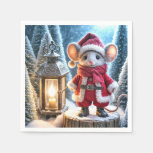 Serviette En Papier Souris De Noël Avec Lanterne Lumineuse