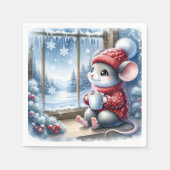 Serviette En Papier Souris de Noël dans la fenêtre (Devant)