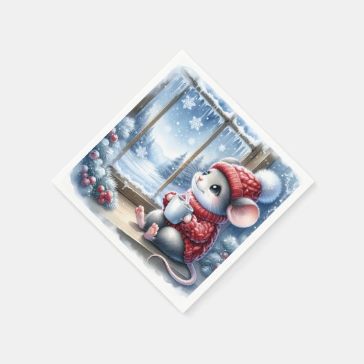 Serviette En Papier Souris de Noël dans la fenêtre (Coin)