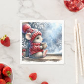Serviette En Papier Souris De Noël En Fenêtre Avec Cocos Chauds (En situation)