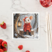 Serviette En Papier Souris D'Hiver Avec Lanterne Forestière (En situation)
