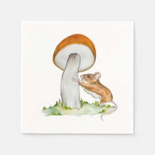 Serviette En Papier Souris drôle avec champignon sauvage