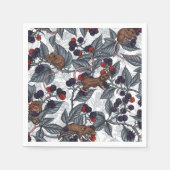 Serviette En Papier Souris et mûres sur blanc (Devant)