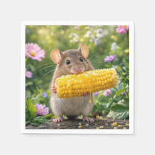 Serviette En Papier Souris mangeant du maïs en épi