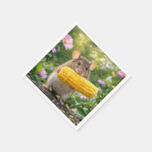 Serviette En Papier Souris mangeant du maïs en épi (Coin)