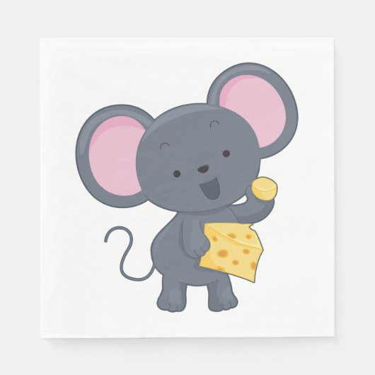Serviette En Papier Souris manger du fromage (Devant)