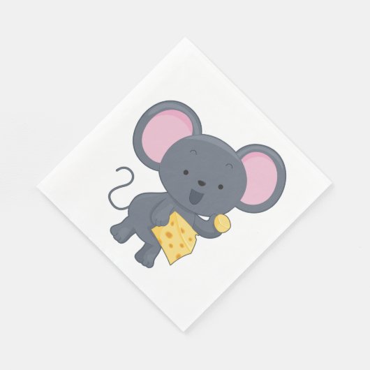 Serviette En Papier Souris manger du fromage (Coin)