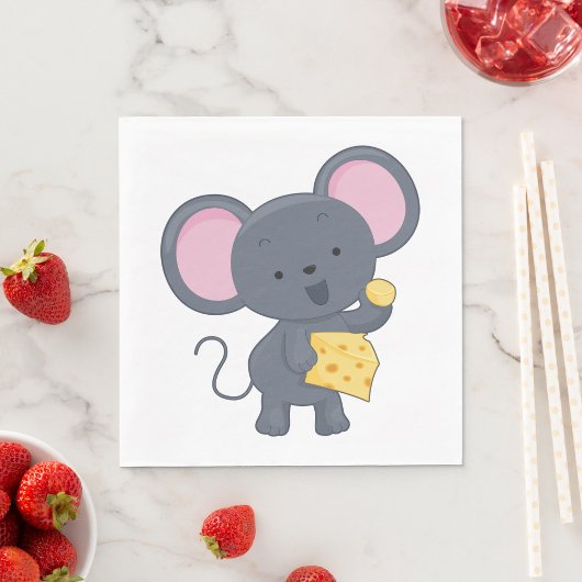 Serviette En Papier Souris manger du fromage